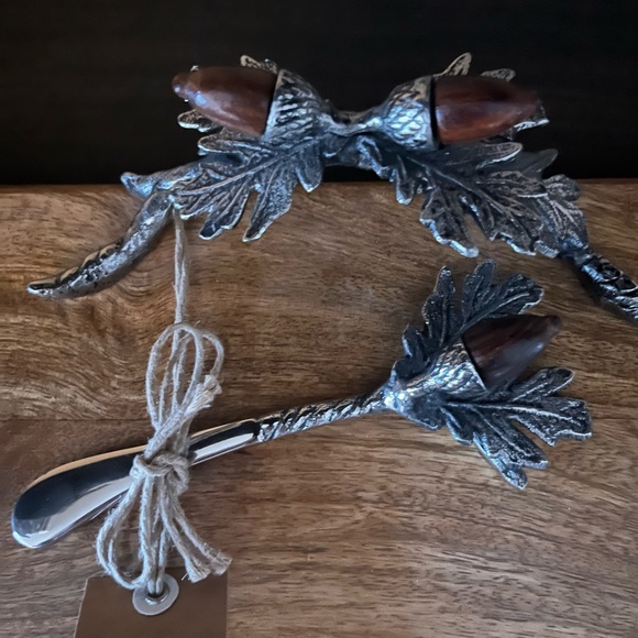 Mud Pie Acorn Cheeseboard and Cocktail Napkin Holder- New - Picture 4 of 6